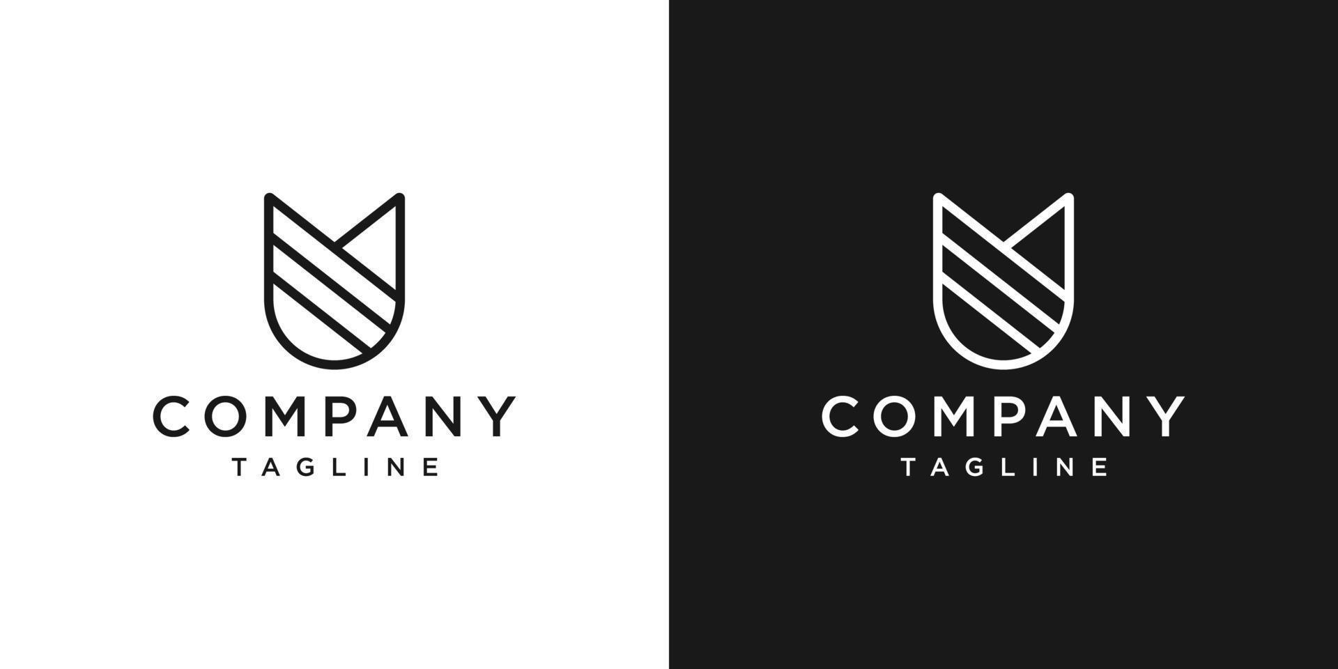 Creative Letter U Monogram Logo Design Icon Template White and Black Background vector