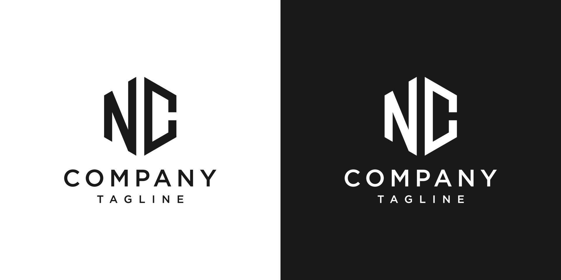 plantilla de icono de diseño de logotipo de monograma de letra creativa nc fondo blanco y negro vector