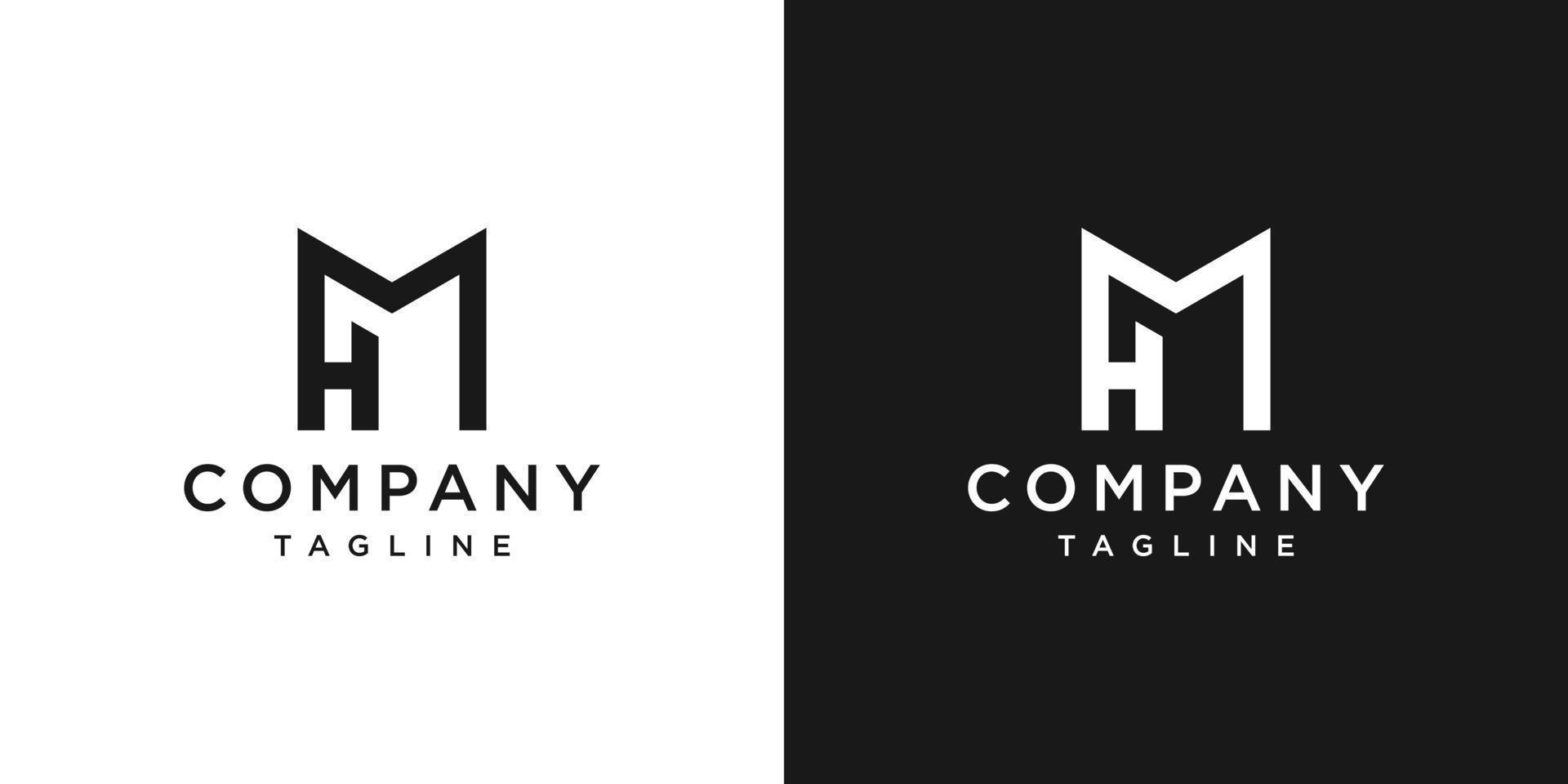 Creative Letter MH Monogram Logo Design Icon Template White and Black Background vector
