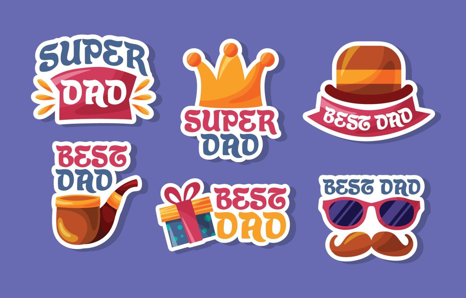 Happy Father's Day Cute Doodle Sticker Collection vector