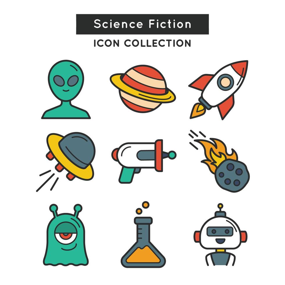 iconos futuristas de ciencia ficción vector