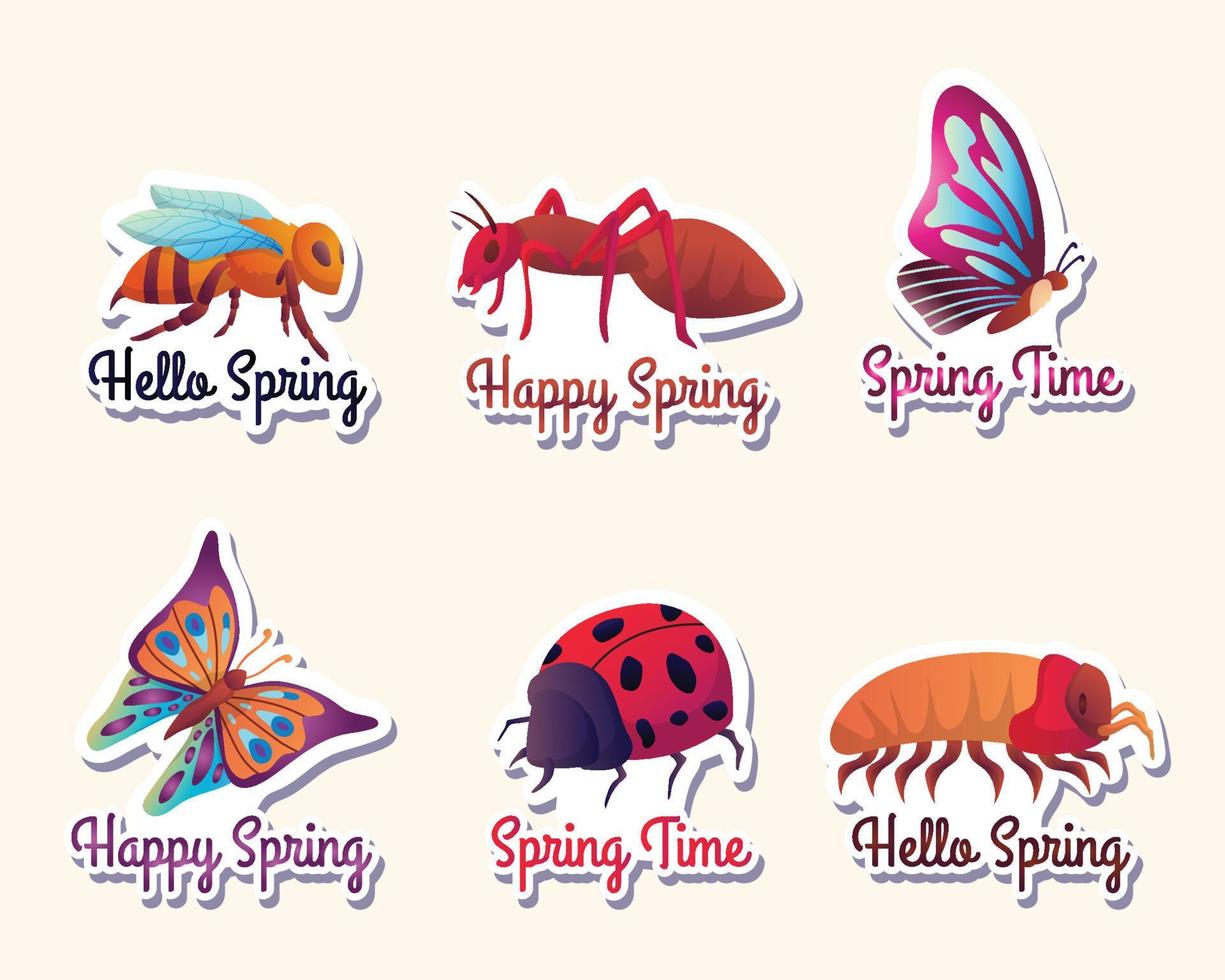 Spring Bugs and Insect Sticker vector