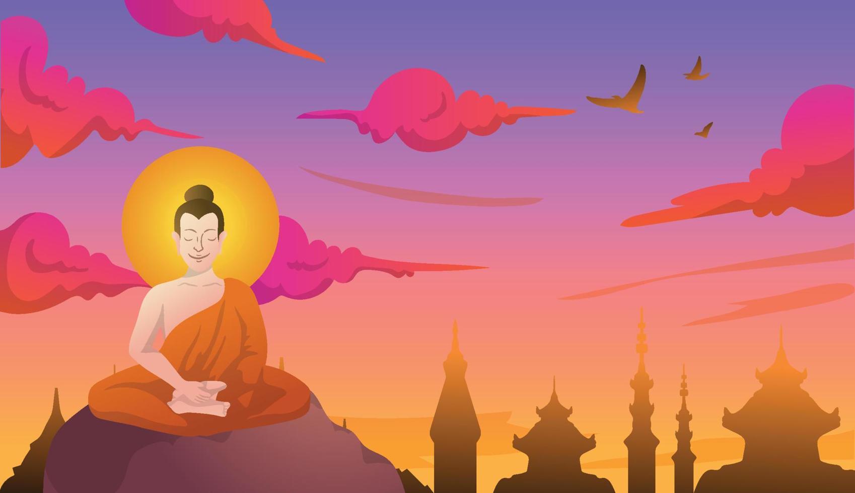 fondo feliz asanha bucha vector