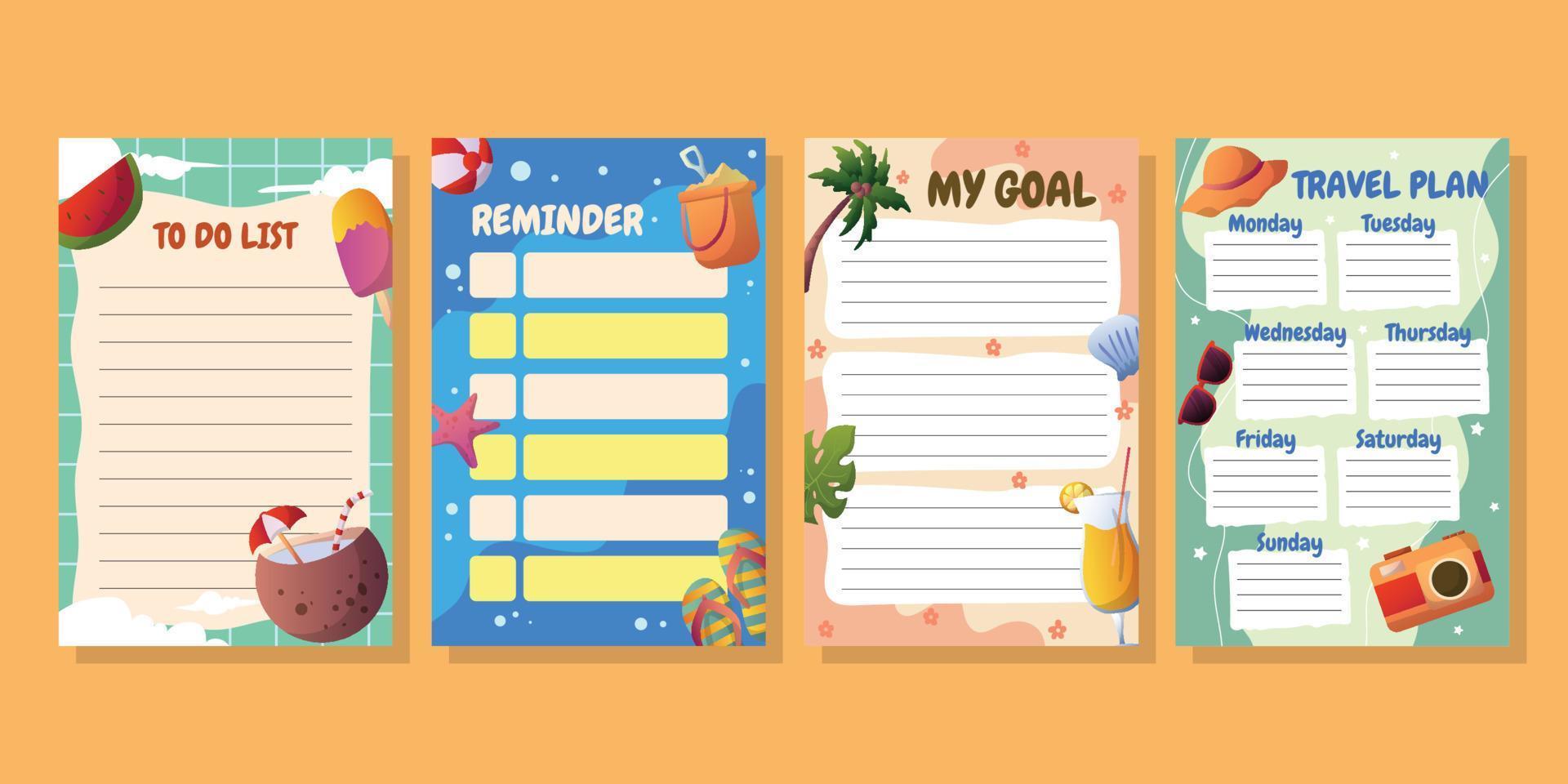 Journal Template Summer Holiday vector