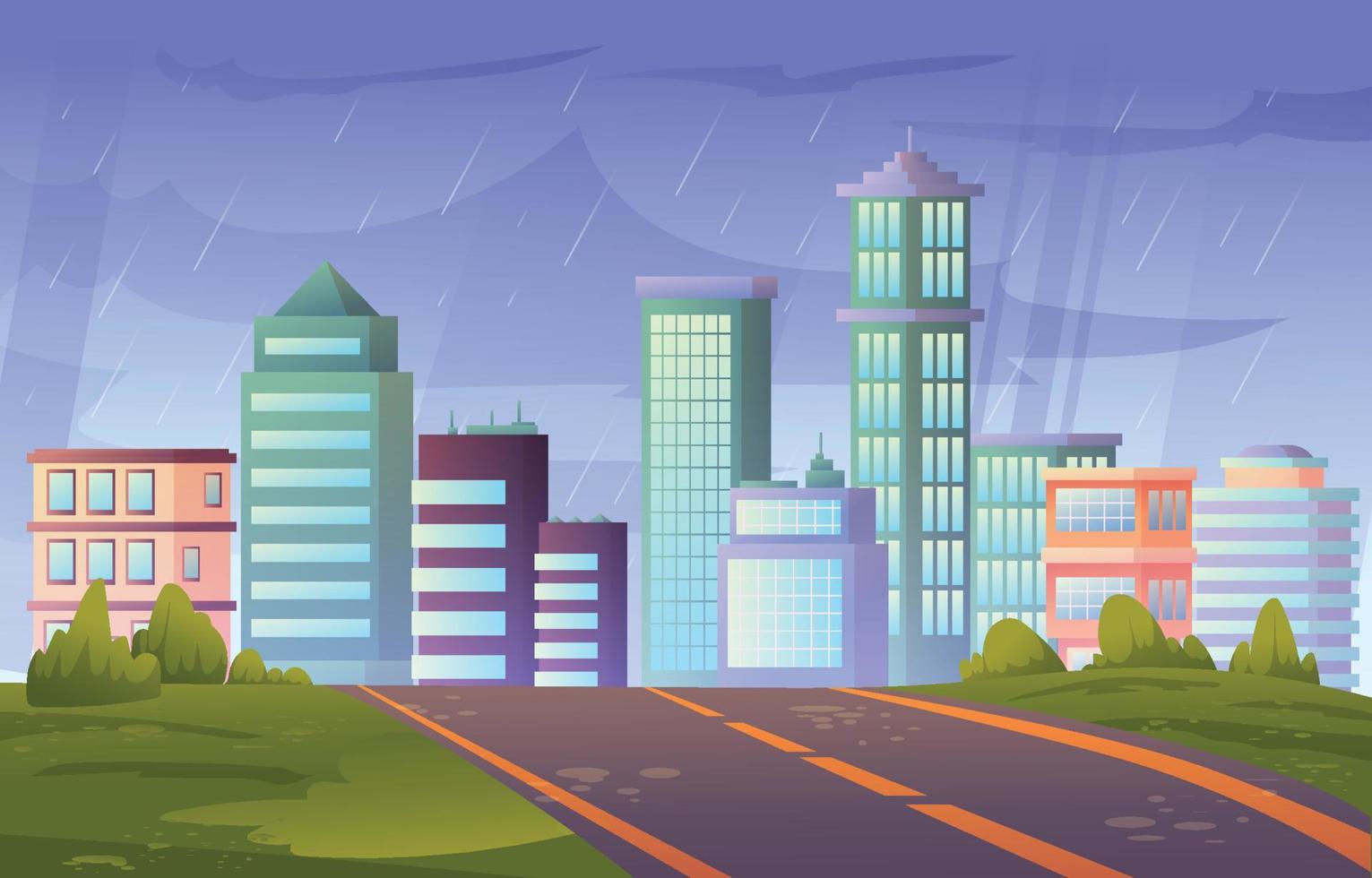 Raining City Background vector