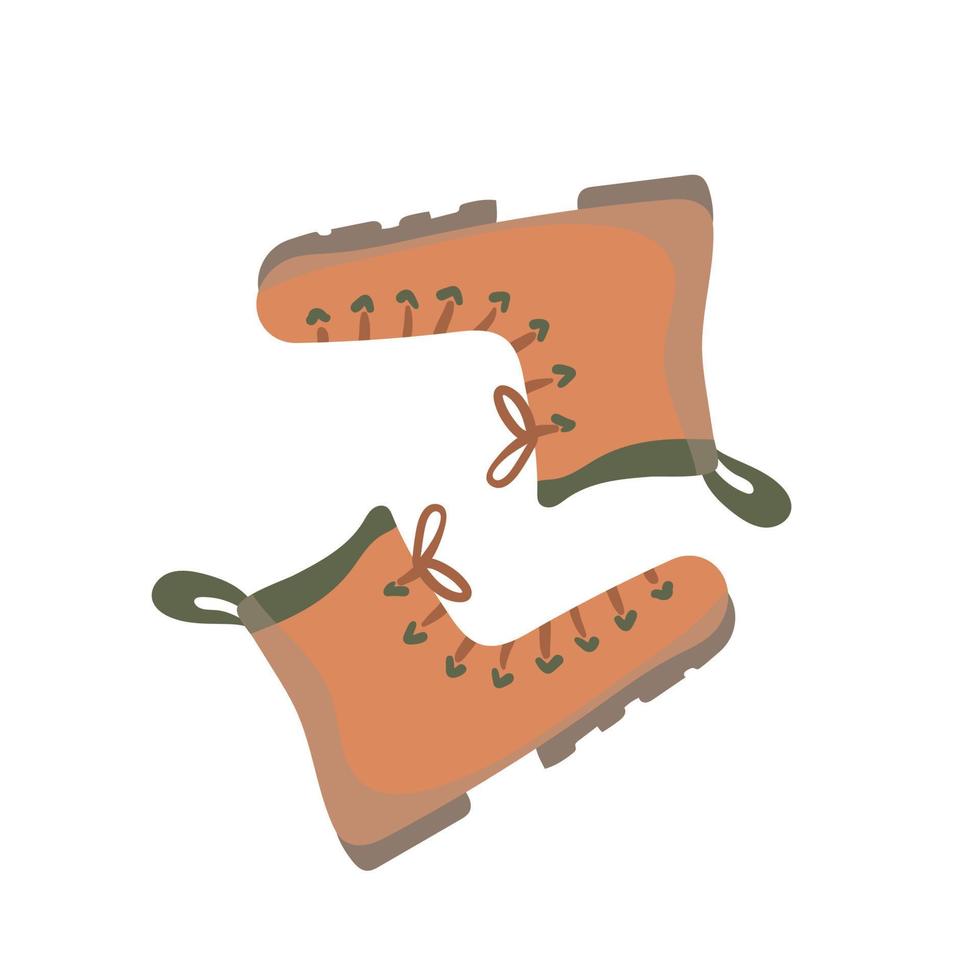 Illustration of trekking boots. Shoes for hiking, hiking, travelling. Special boots for the mountains. vector