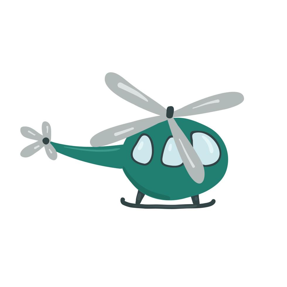 Helicopter illustration. Hand-drawn vector helicopter on a white background for a children's card, poster, book.