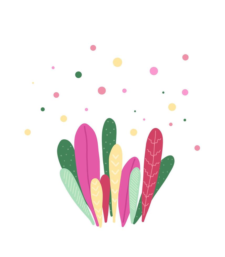 Bright abstract leaves of plants. Vector floral illustration.