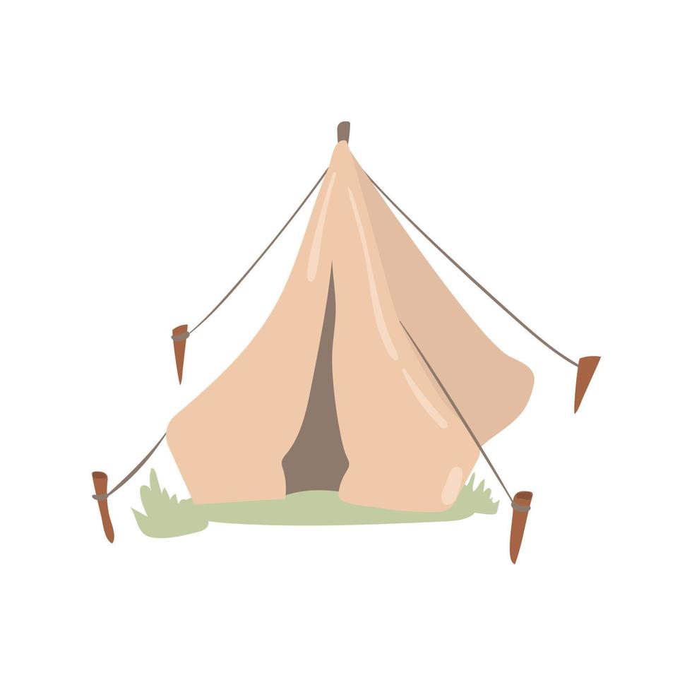 Vector illustration of a tent on a white background. Camping tent. Tent for travel, hiking.