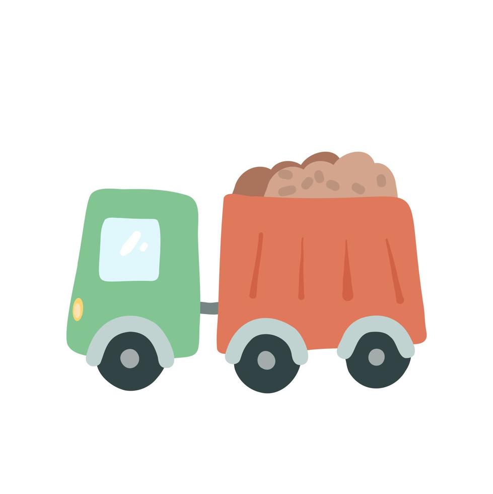 Drawn truck on a white background. Vector illustration of cartoon truck.