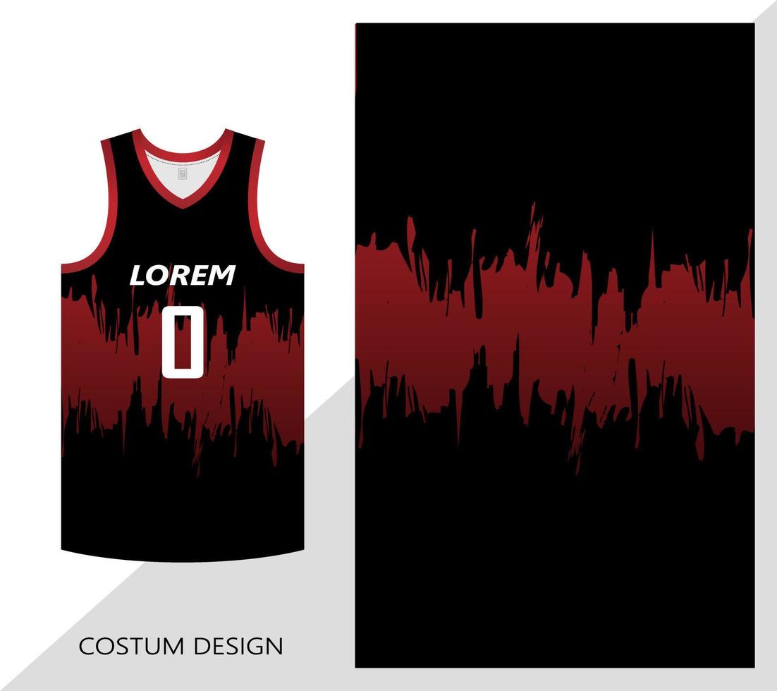 plantilla de diseño de patrón de camiseta de baloncesto. fondo abstracto rojo negro para el patrón de tela. Camisetas de baloncesto, atletismo, fútbol y entrenamiento. ilustración vectorial vector