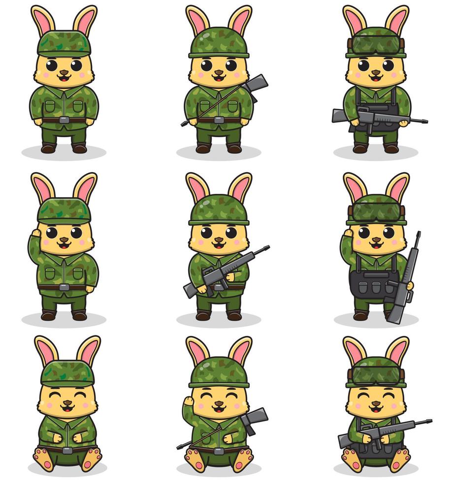 Vector illustrations of cute Rabbit as Soldier.