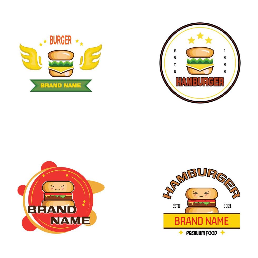 modern and cute hamburger restaurant logo Art  Illustration vector