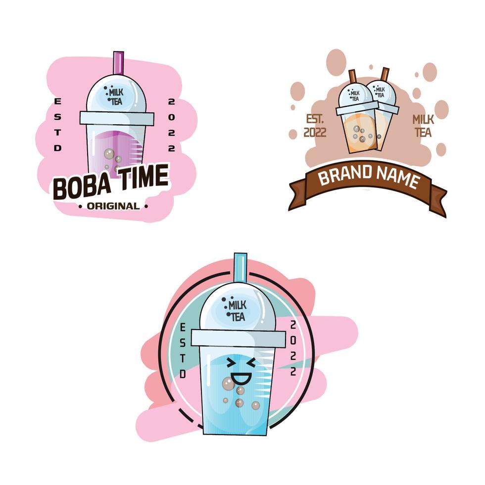 boba  milk tea modern drink logo Art  Illustration vector