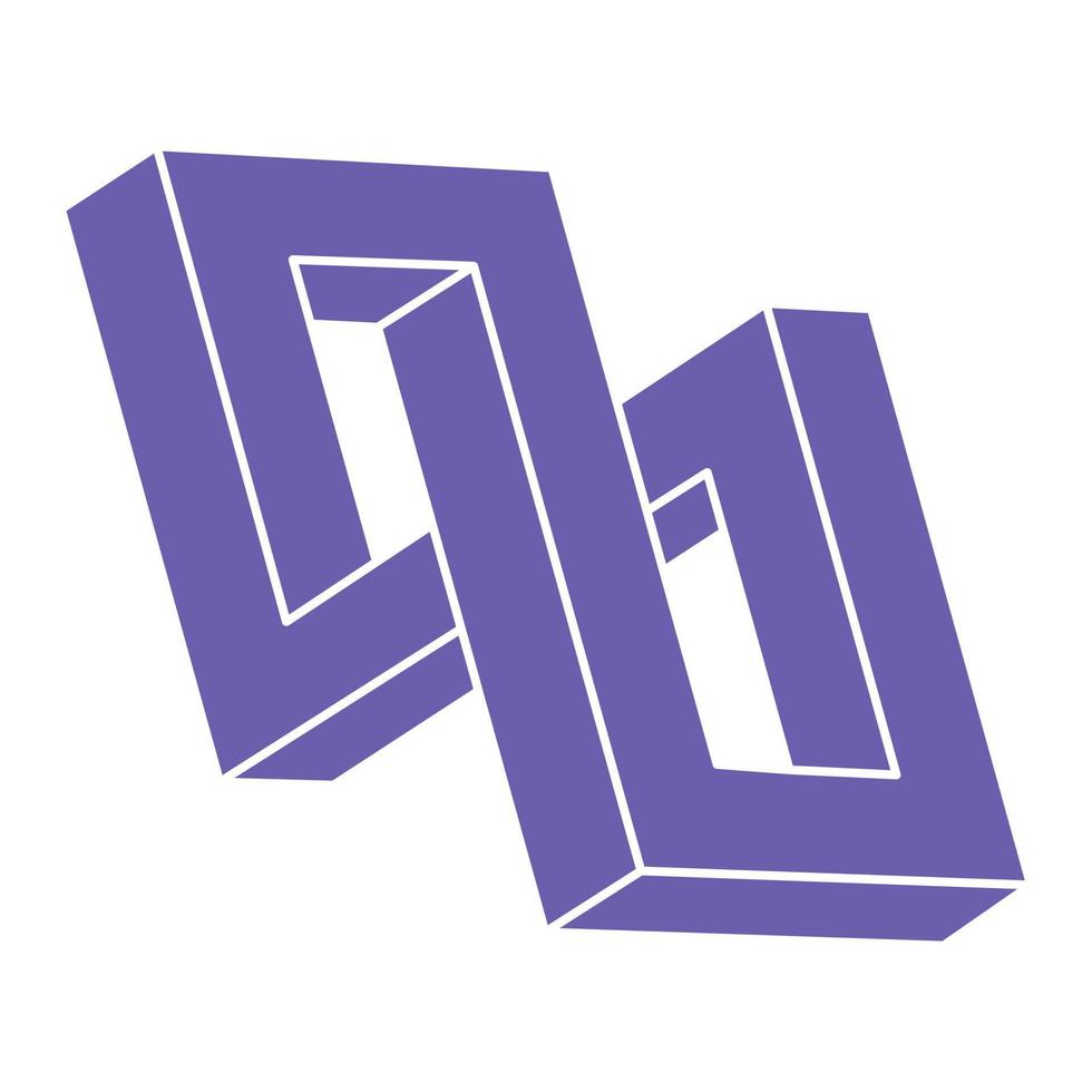 Optical illusion. Impossible shapes  vector. Optical art object. Geometric figures. Paradox. vector