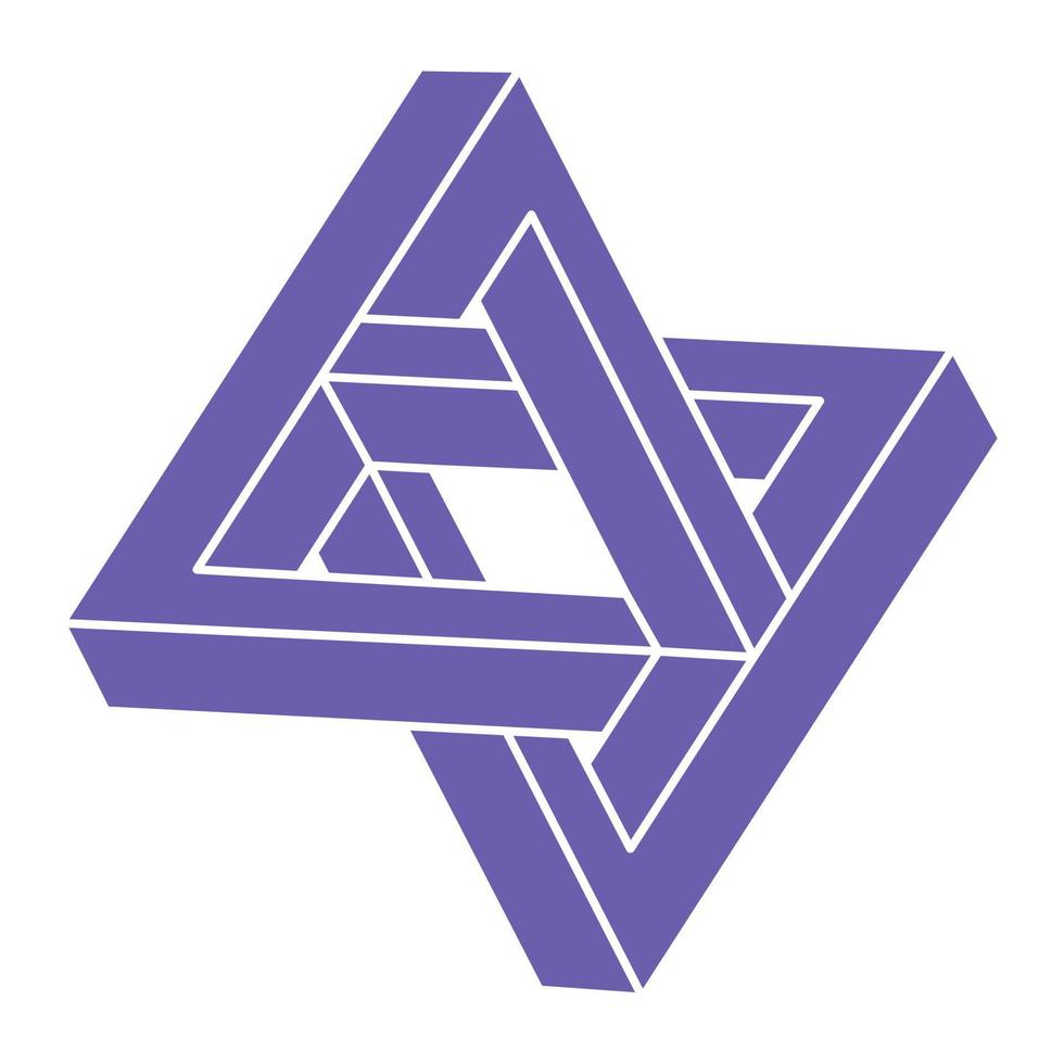 Impossible optical illusion shapes. Logo. Optical art object. Impossible figure. Line art. Unreal geometric objects. vector