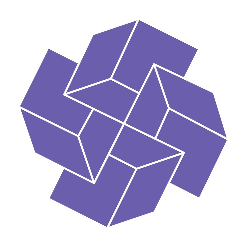 Impossible shapes, optical illusion logo, vector. Optical art objects. Geometric figure. vector
