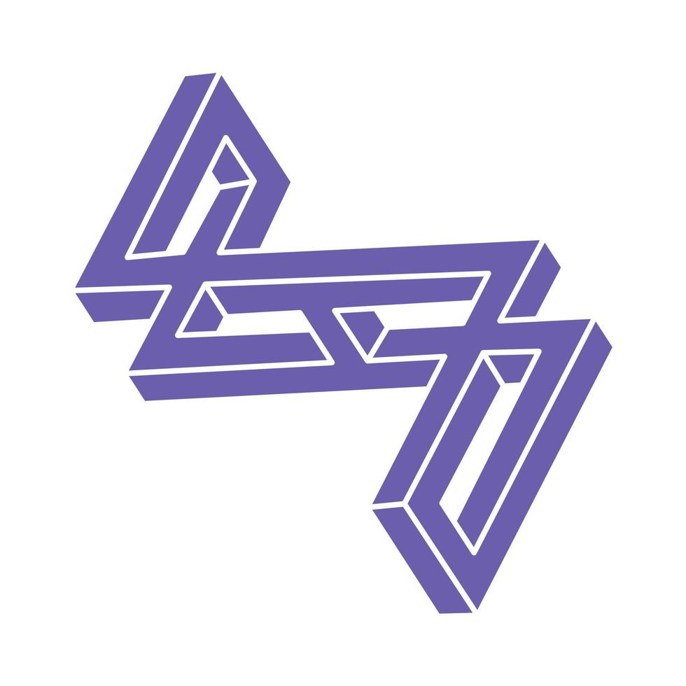 Impossible shapes, optical illusion logo, vector. Optical art objects. Geometric figures. vector