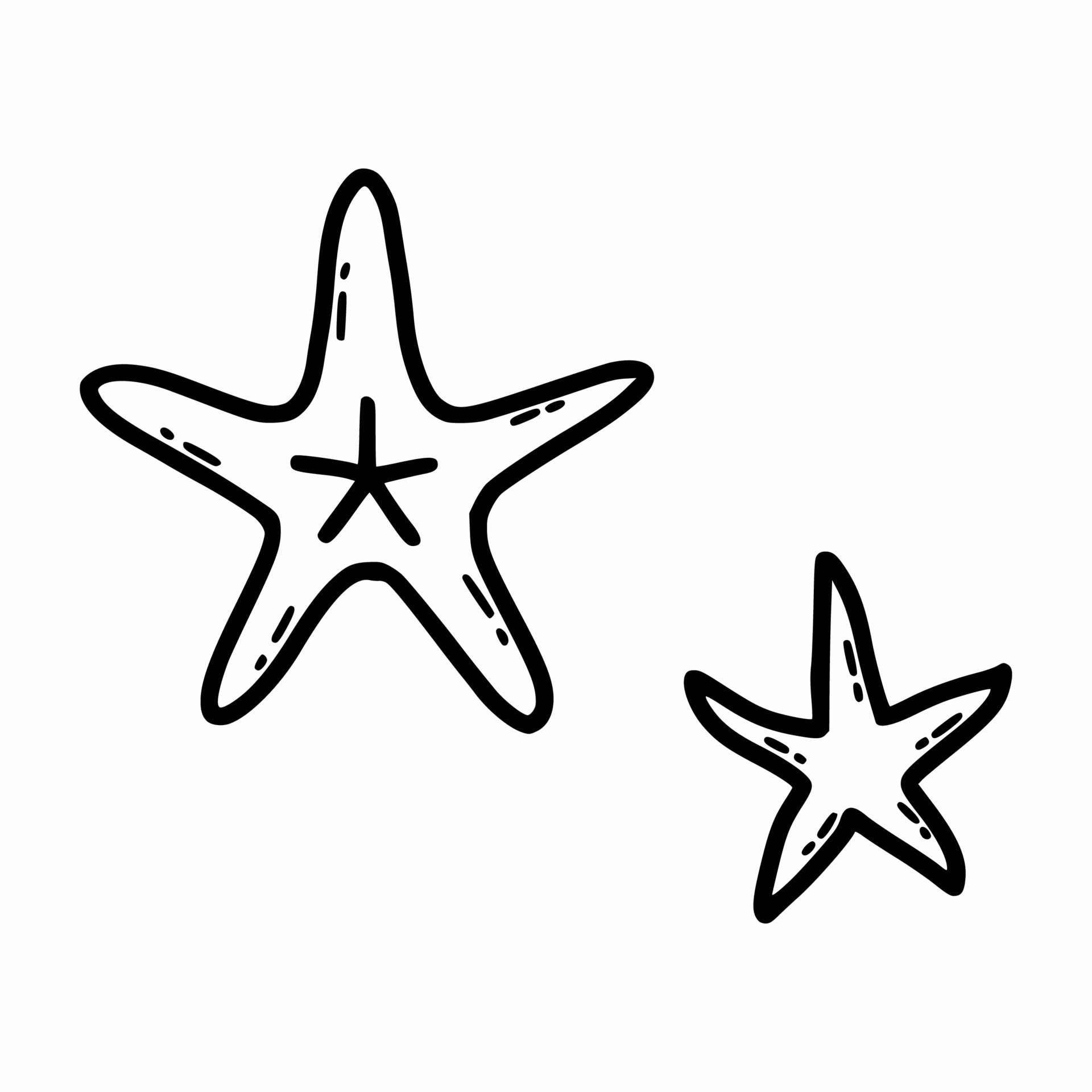 Starfish on white background. Vector icon with sea animals. Coloring book  for kids. Doodle icon. Sketch illustration. Postcard decor element. Black sea  star line. 7406926 Vector Art at Vecteezy