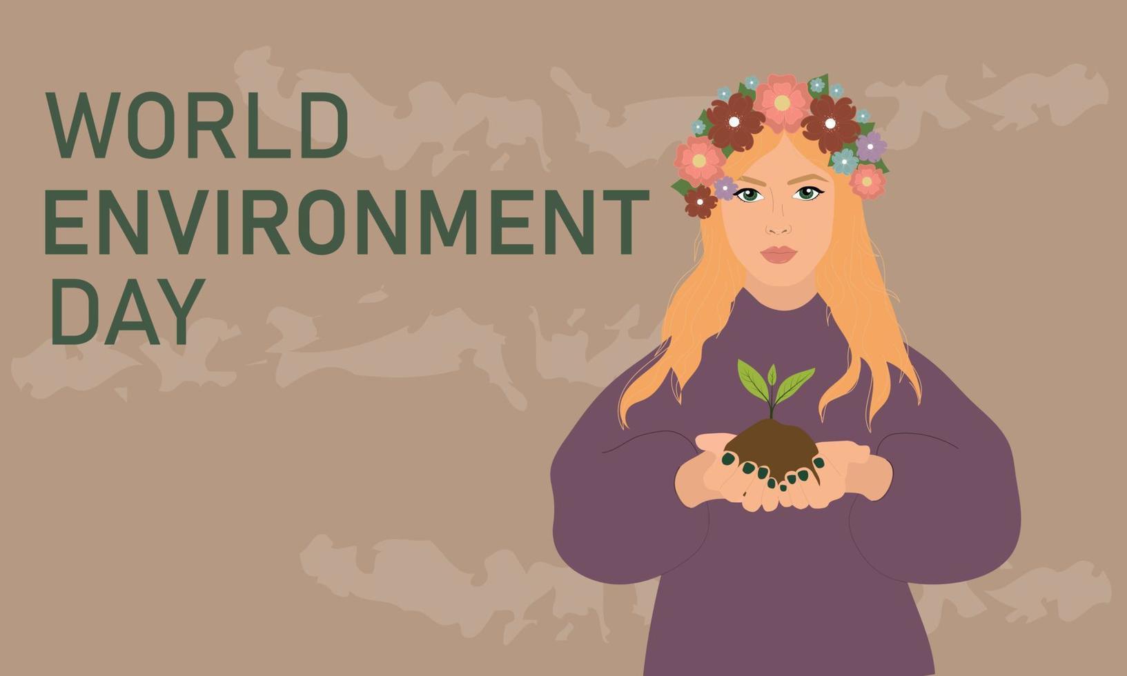 World Environment Day banner with woman vector