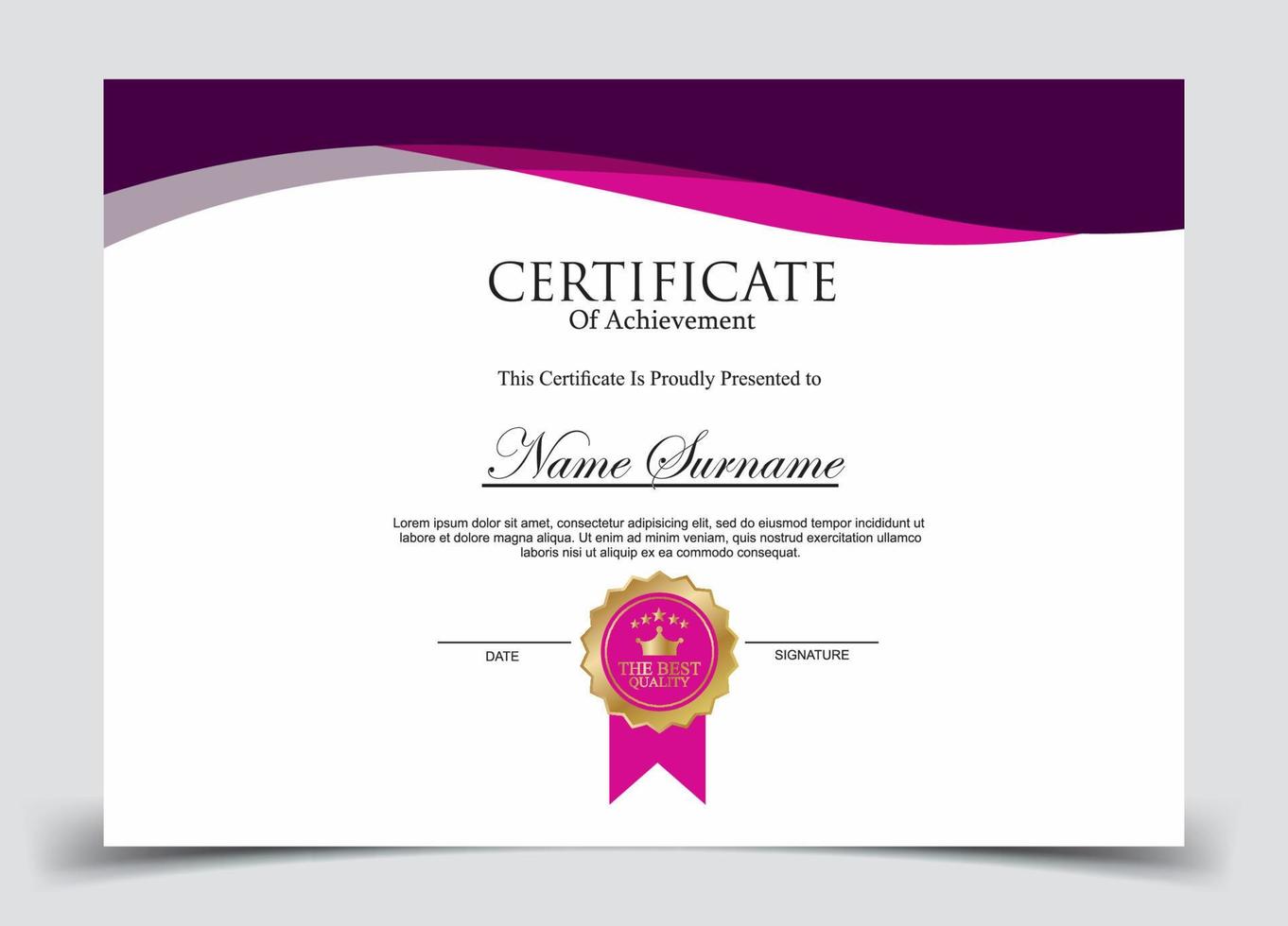 Certificate of Appreciation template, certificate of achievement, awards diploma template vector