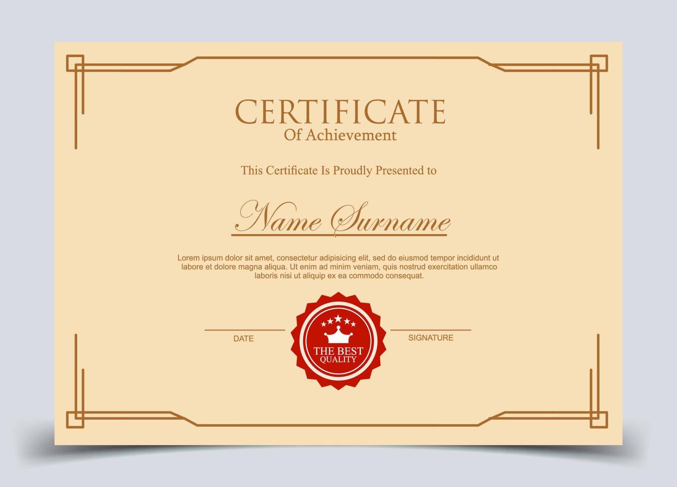 Certificate of Appreciation template, certificate of achievement, awards diploma template vector