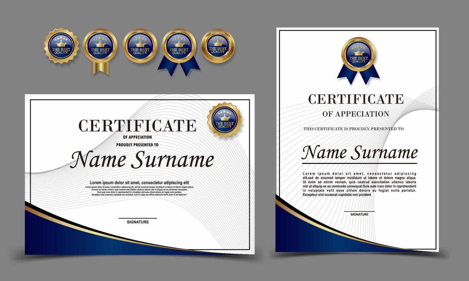 Certificate of Appreciation template, certificate of achievement, awards diploma template vector