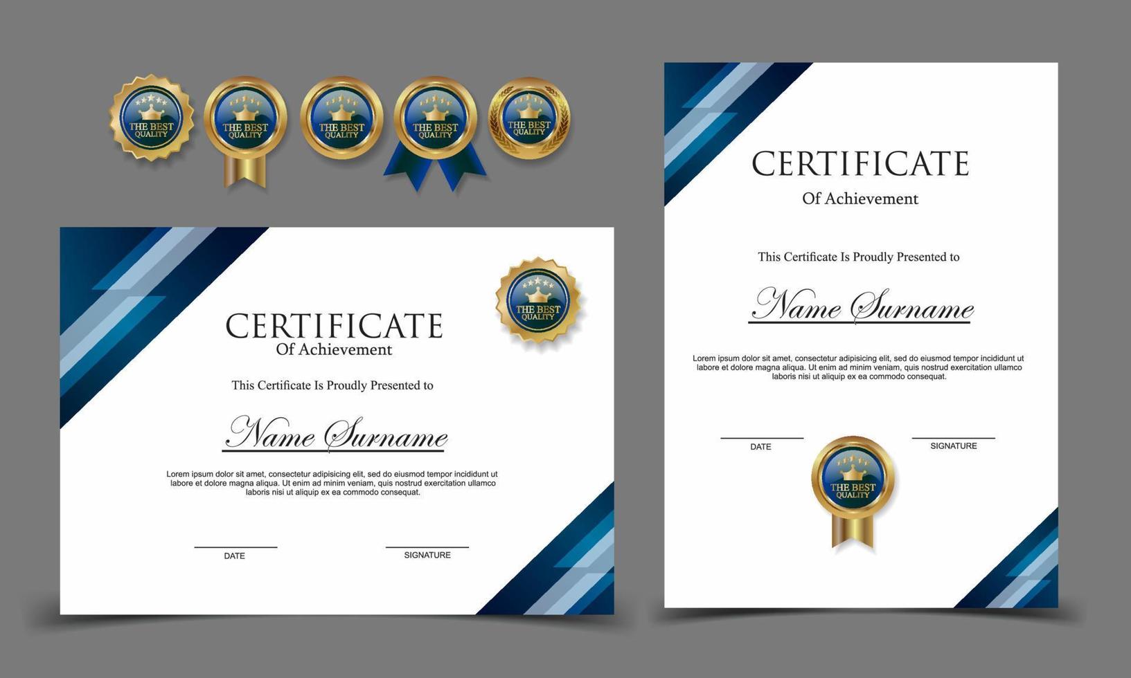 Certificate of Appreciation template, certificate of achievement, awards diploma template vector