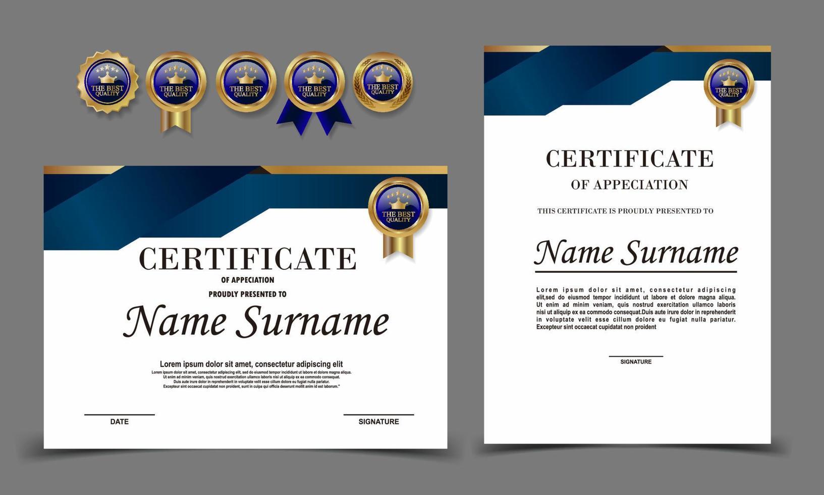 Certificate of Appreciation template, certificate of achievement, awards diploma template vector