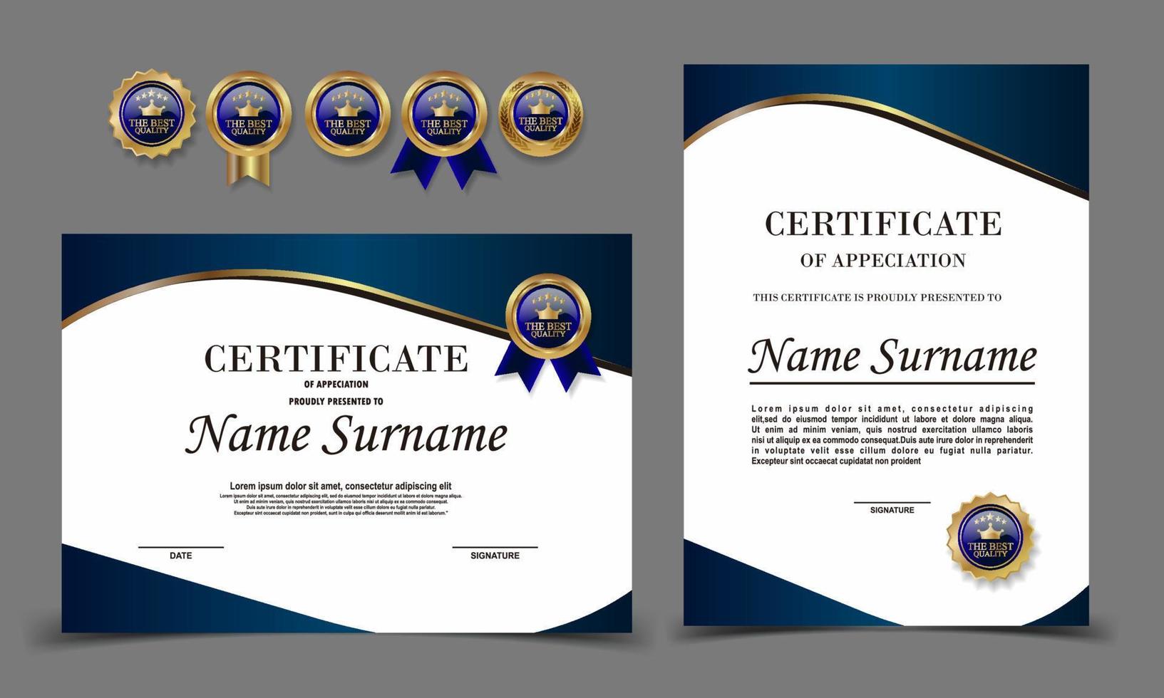 Certificate of Appreciation template, certificate of achievement, awards diploma template vector