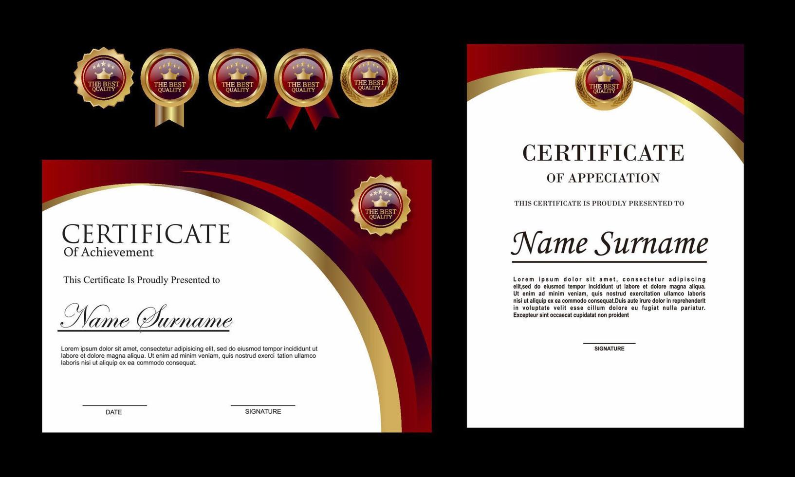 Certificate of Appreciation template, certificate of achievement, awards diploma template vector