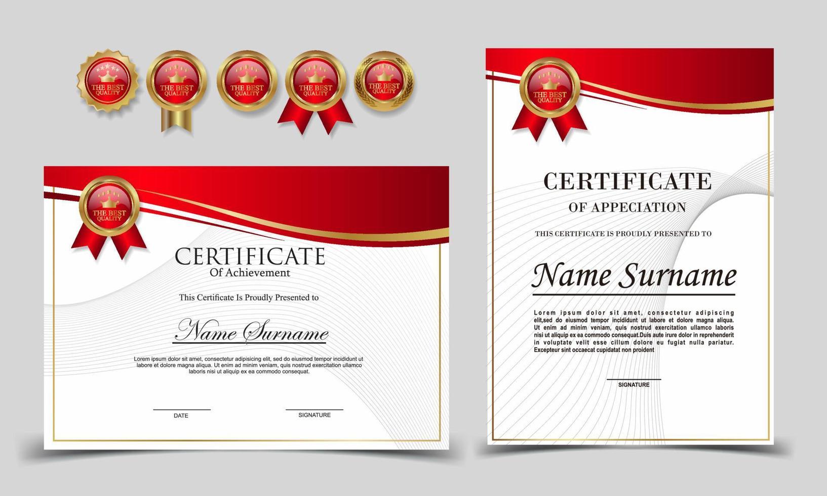 Certificate of Appreciation template, certificate of achievement, awards diploma template vector