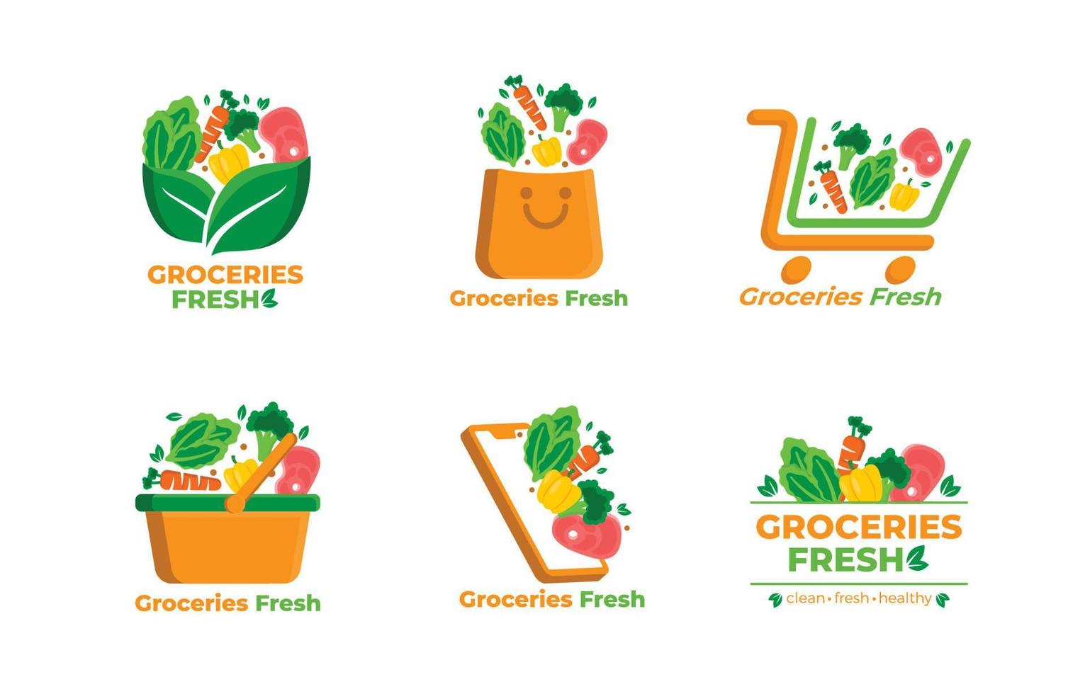 Groceries Fresh Product Logo Set vector