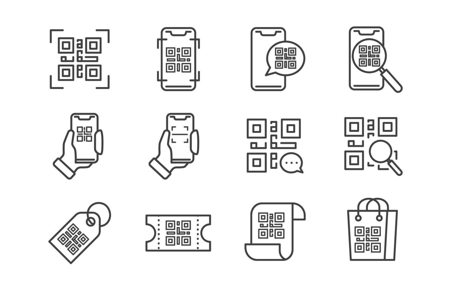 QR Tap Pay Monoline Icon Set 7407100 Vector Art at Vecteezy