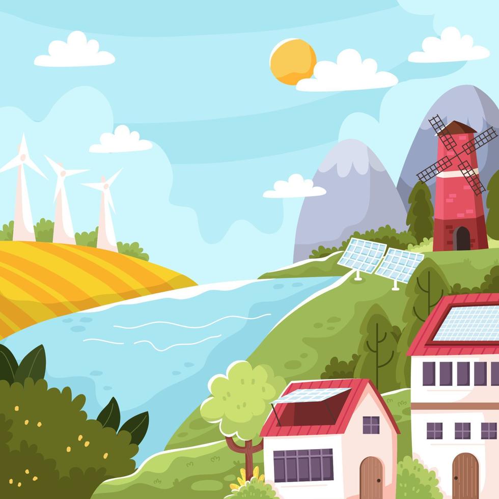 Beautiful Green Technology Concept Art vector