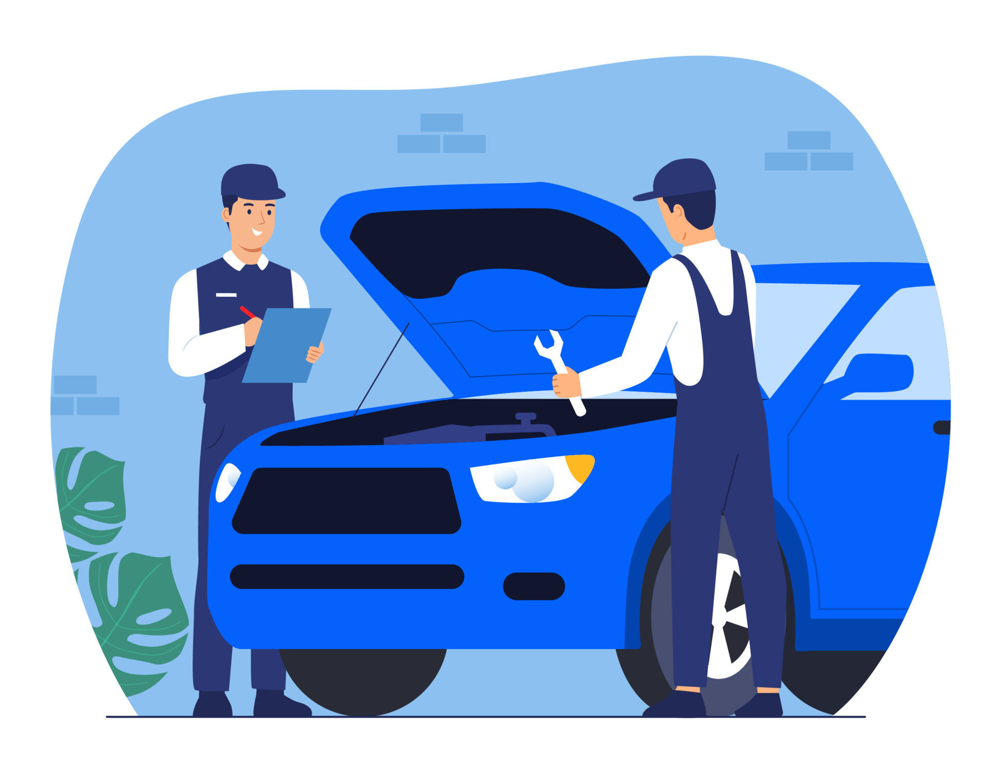 Mechanic Technician Fixing Car Engine 7407128 Vector Art at Vecteezy