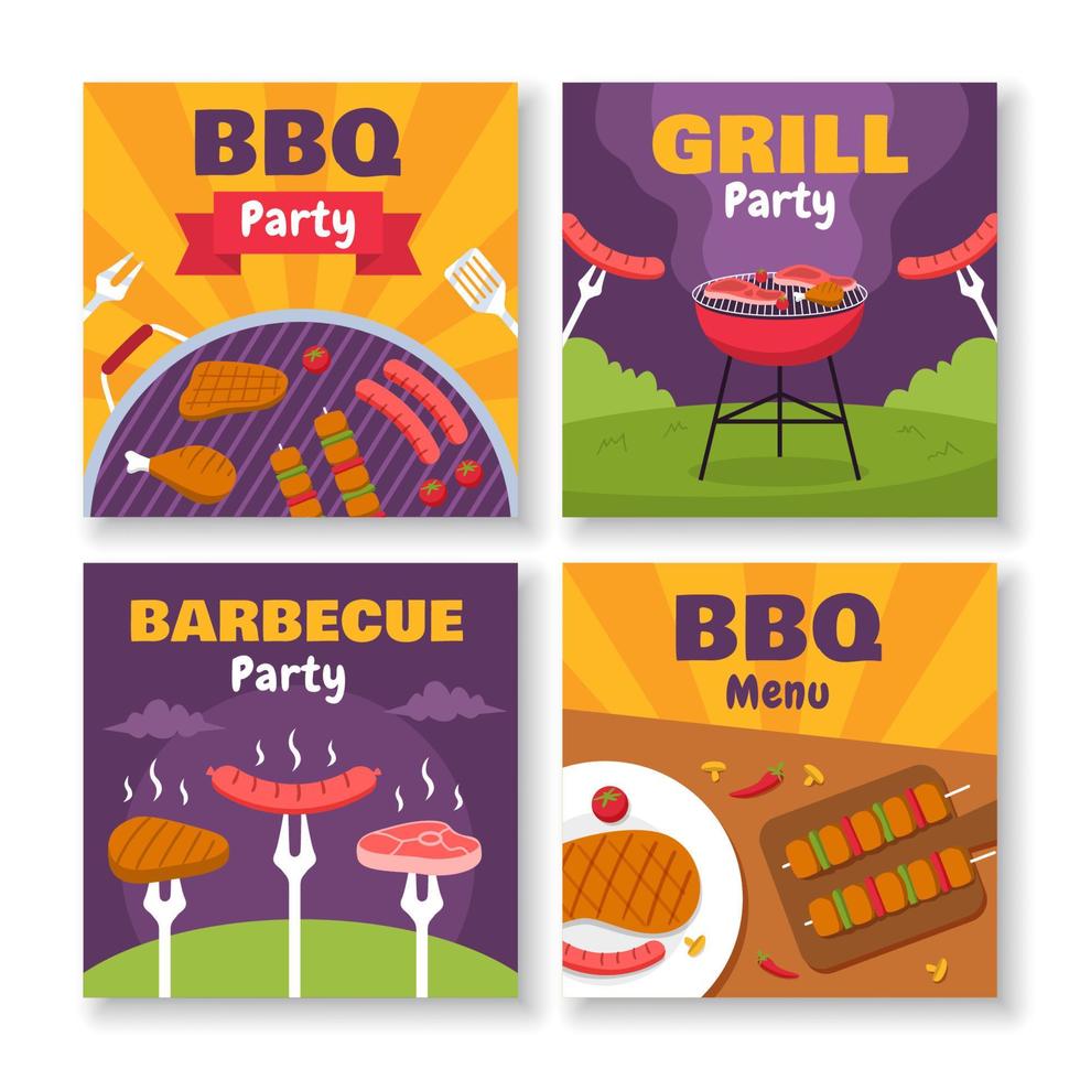 plantilla de redes sociales de fiesta de barbacoa vector