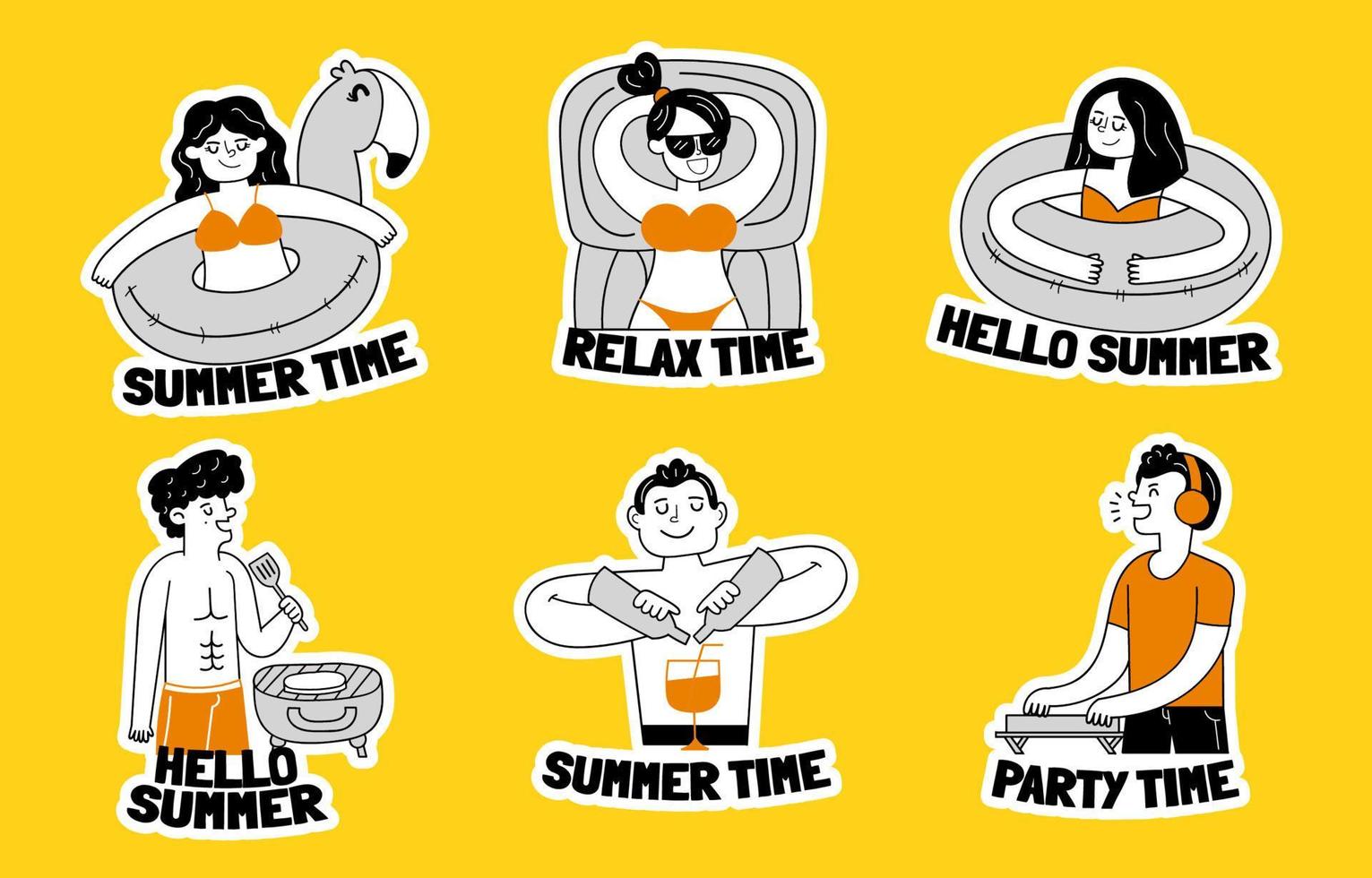 Set of Summer Pool Party Stickers vector