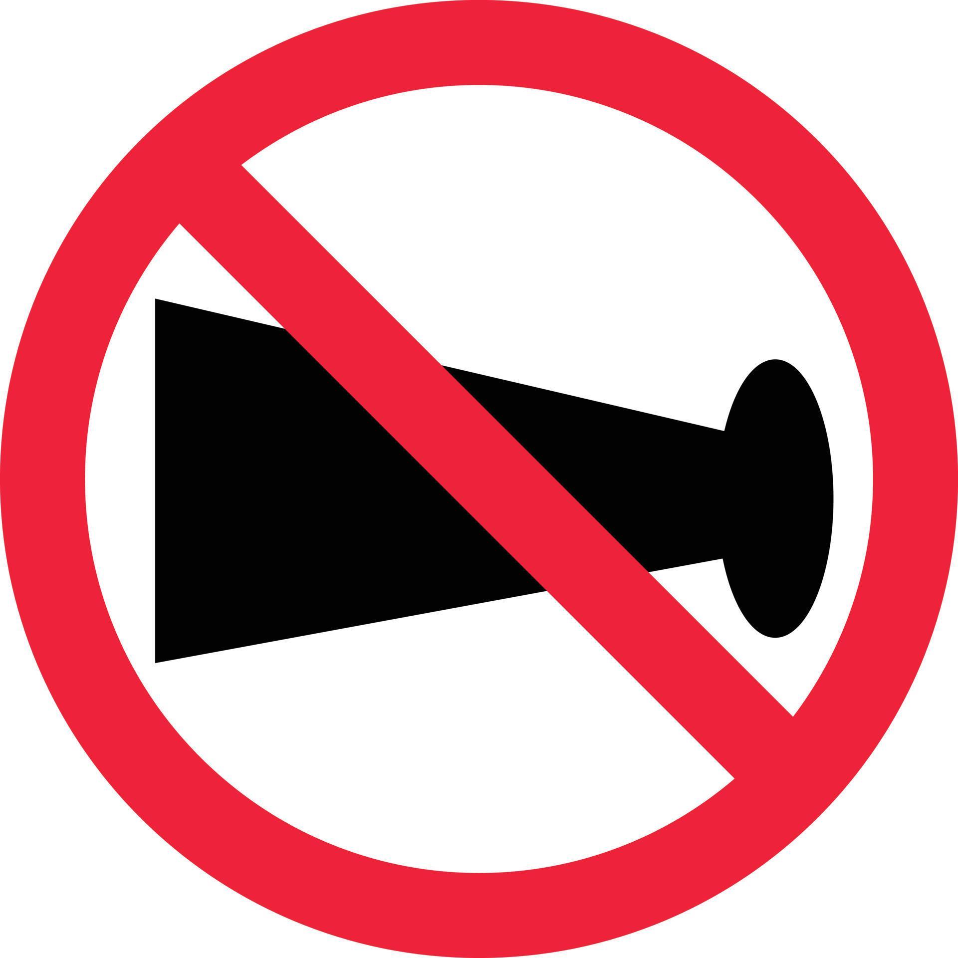 no blowing of horn icon. no horn sign. no horn prohibited sign 7407212