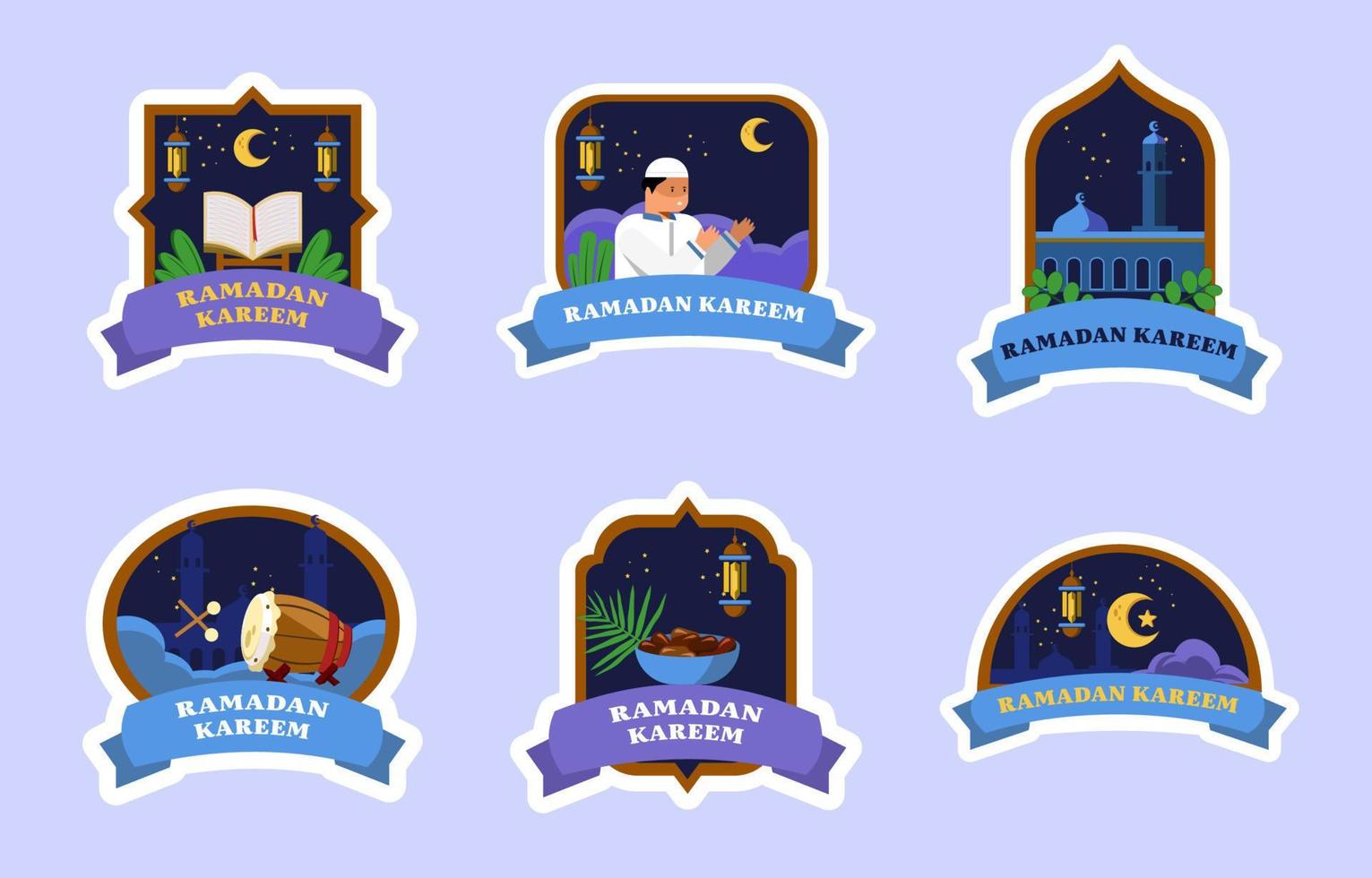 Fasting Month Label Collection vector