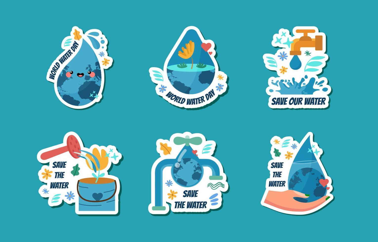 Water Day Sticker Collection vector