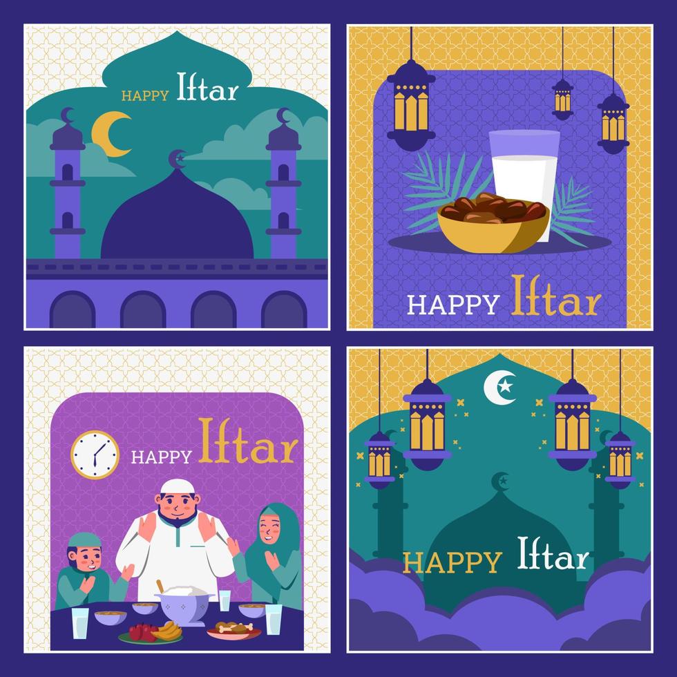 Happy Iftar Social Media Post vector