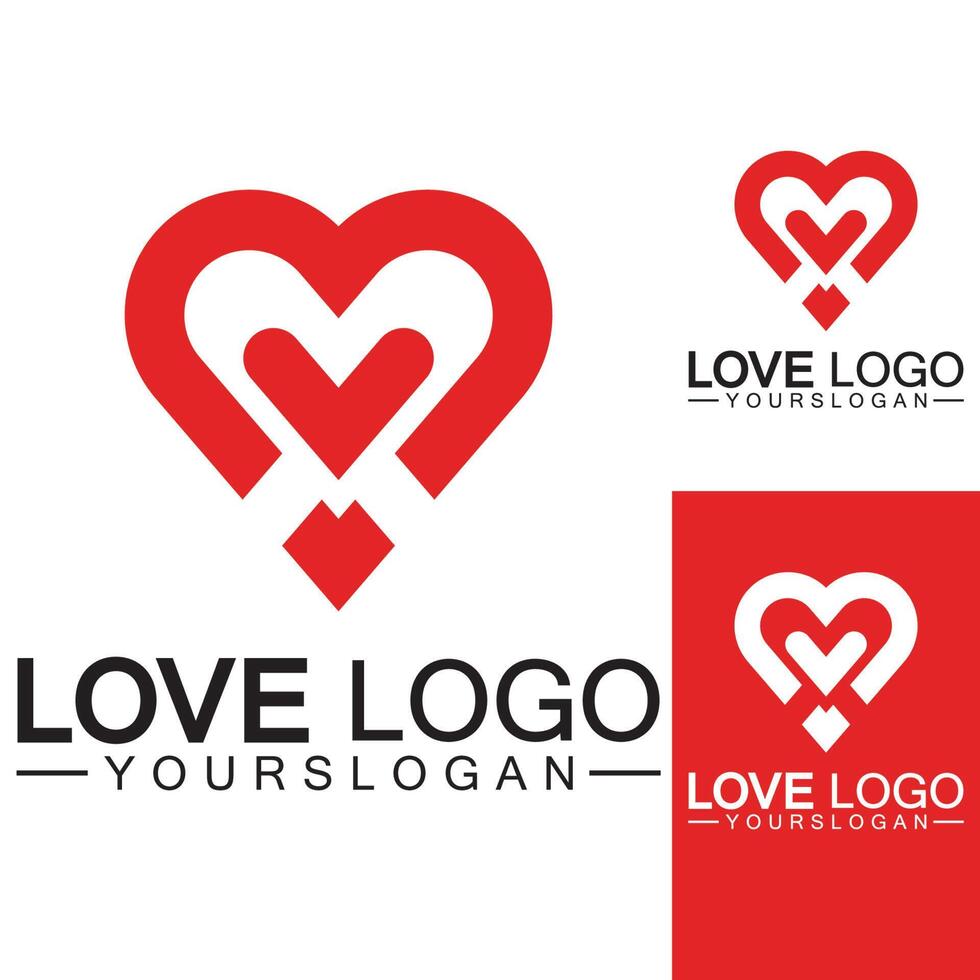 Love logo design vector,geometric hearth logo vector, linear love vector logo concept,Heart shape logo design-Vector