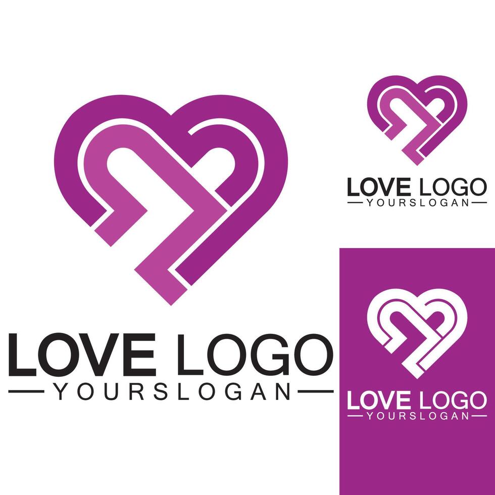 Love logo design vector,geometric hearth logo vector, linear love vector logo concept,Heart shape logo design-Vector