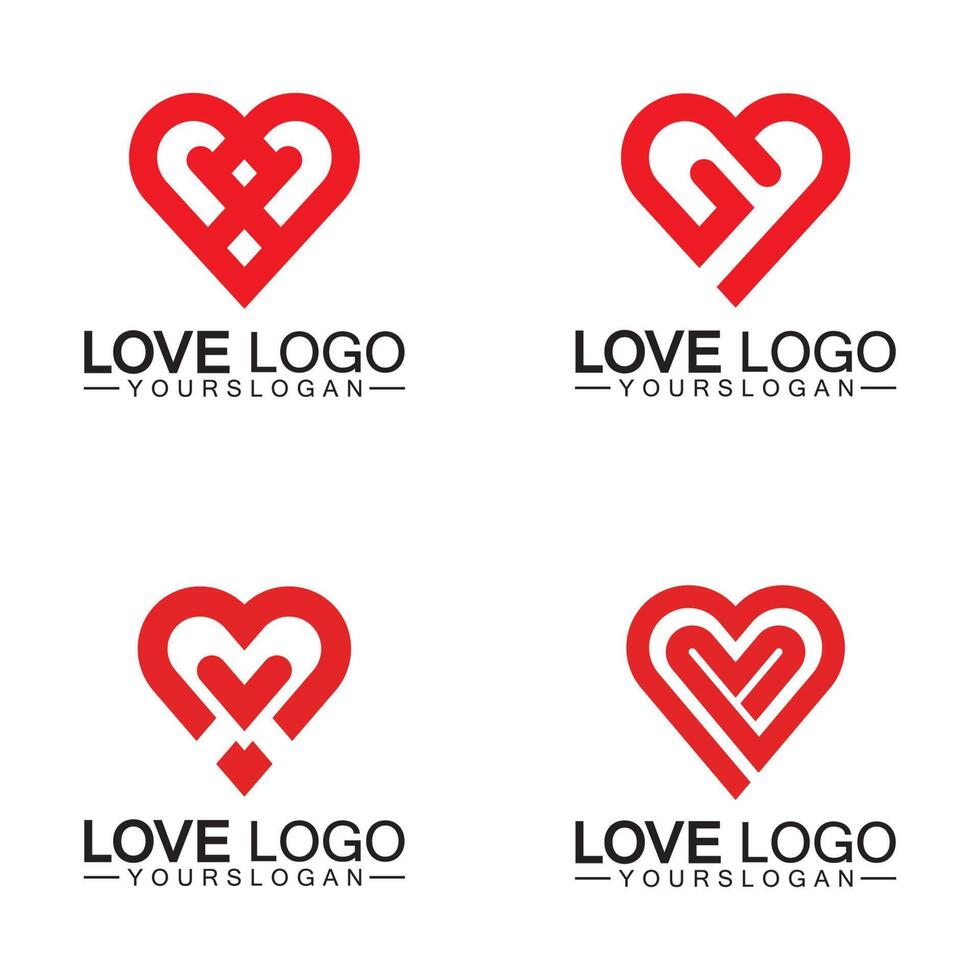 vector de diseño de logotipo de amor, vector de logotipo de corazón geométrico, concepto de logotipo de vector de amor lineal, vector de diseño de logotipo en forma de corazón