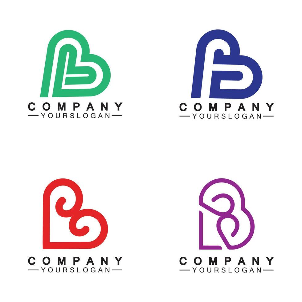 Initial letter B love heart logo design vector