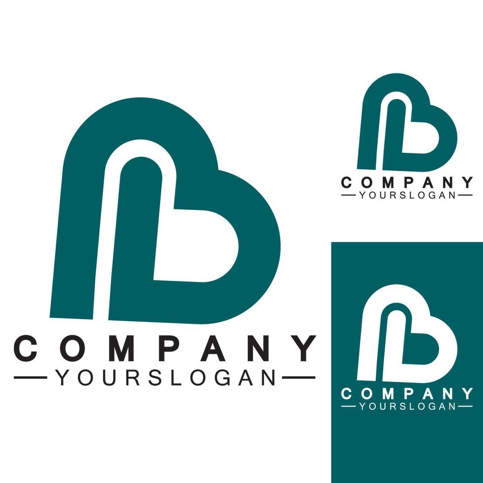 Initial letter B love heart logo design vector