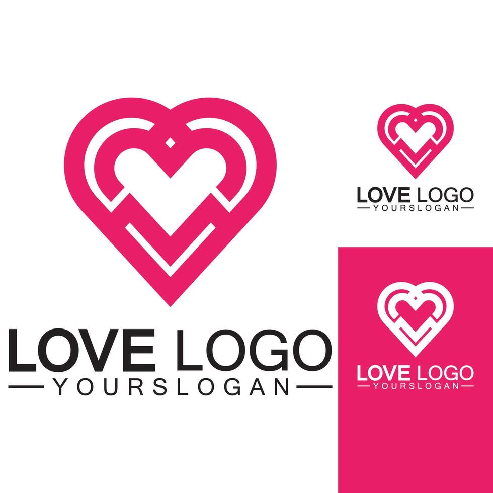 Love logo design vector,geometric hearth logo vector, linear love vector logo concept,Heart shape logo design-Vector