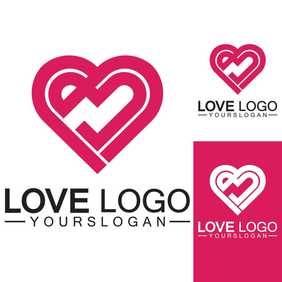 Love logo design vector,geometric hearth logo vector, linear love vector logo concept,Heart shape logo design-Vector