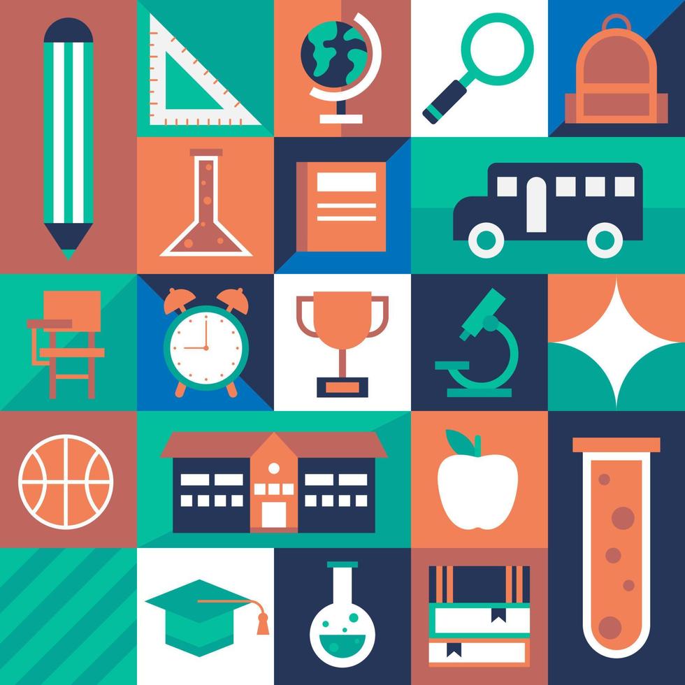 School Geometric Seamless Pattern vector